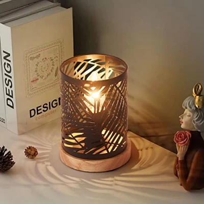 Image de wiheajuora Lampe de bureau E14 40W chevet avec interrupteur à bouton Éclairage Table atmosphère creuse décorative pour chambre coucher, salon (pas d&#039;ampoule)