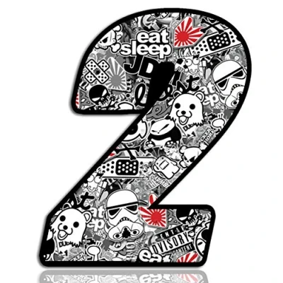 Image de Biomar Labs® 1 x PVC Autocollant DC Sticker Bomb Bombsticker Départ Numéro 2 Course Racing Voiture Auto Motocross Motorsport Tuning N 342