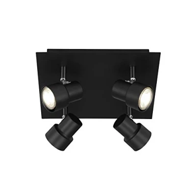 Image de Briloner Leuchten spot de plafond LED, plafonnier 4 flammes, orientable et pivotant, 4x GU10, 5 Watt, 460 Lumen, 3.000 Kelvin, noir
