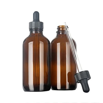 Image de Magic Season Boston Bouteilles Rondes en Verre (Ambré / 120 ML avec Compte Gouttes/Lot de 2)