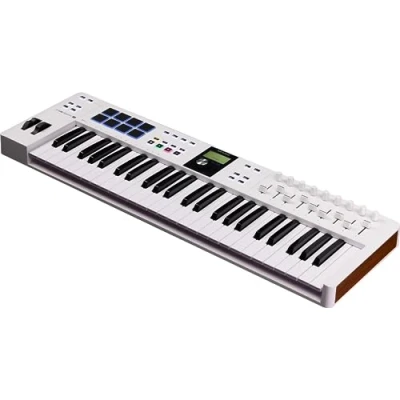 Image de Arturia KeyLab Essential 49 mk3 Clavier contrôleur MIDI pour la production musicale Touches, 9 Encodeurs, Faders, 1 Molette de modulation, Pitch Bend, 8 Pads Blanc