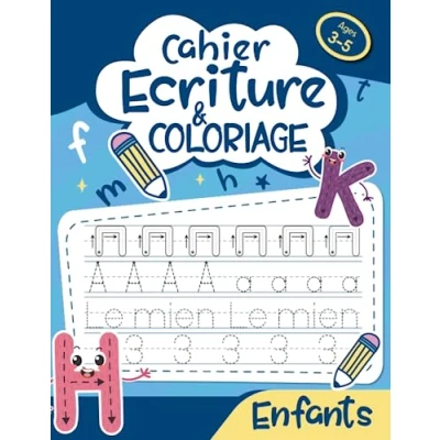Image de Cahier d&#039;Ecriture et de Coloriage: Apprenons à Tracer Bien Ecrire A l Ecole Maternelle avec ce Vacances pour les Niveaux MS, GS CP (cahier ecriture cp)