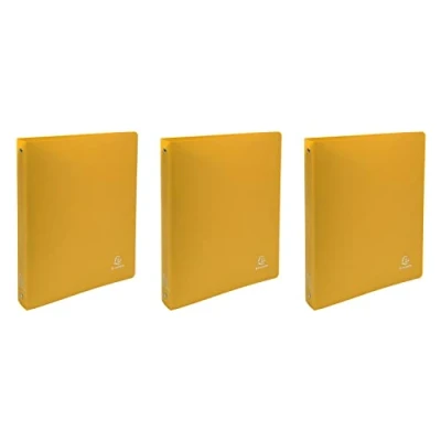 Image de EXACOMPTA Lot de 3 Classeurs 4 anneaux 30 mm polypropylène Opaque A4 maxi Jaune