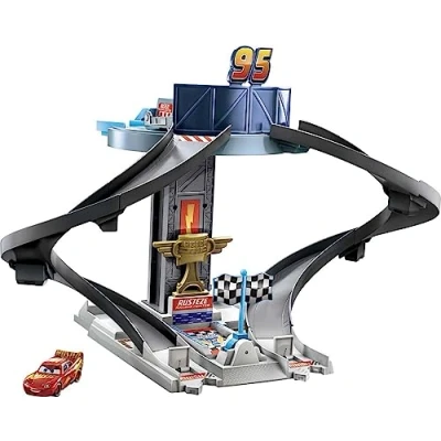 Image de Disney Pixar Cars coffret spirale Infernale Rust Eze avec piste de course en et voiture Flash McQueen incluse, jouet pour enfant, GJW42