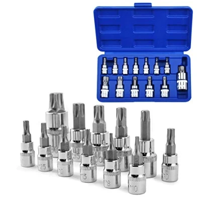 Image de Sukudon 13 Pcs Torx Bit Socket Set T8 T70 S2 Acier Clés à Douille Hexagonal Shank Tool Tournevis