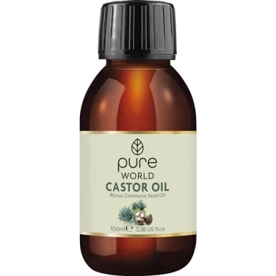 Image de Pure World Huile de Ricin Naturelle 100ml, Pressée à Froid, Première et Fraîche, 100% Non Diluée, Sans Hexane, Pour Les Sourcils, Ongles, La Barbe