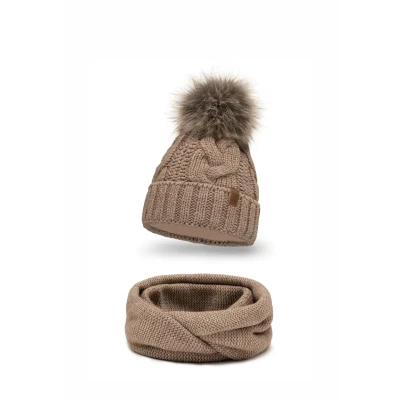 Image de Vivisence 7014 Beanie AND LOOP Scarf SET Écharpe tube, Femme, Taille: One Size, Beige