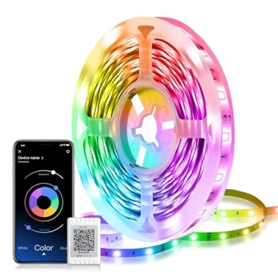 Image de Mexllex Ruban Led 5m Bluetooth, Chambre Lumineuse Bande RGB Multicolore avec Télécommande à App,Synchronisation la Musique pour Maison
