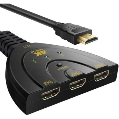 Image de Switch HDMI 4k, ZISONIX Multiprise 3 Entrée 1 Sorties Commutateur avec Câble Haute Vitesse, Splitter Switcher en Charge pour TV Fire Stick, Xbox, PS5 PS4, Blu Ray,DVD,PC, Roku