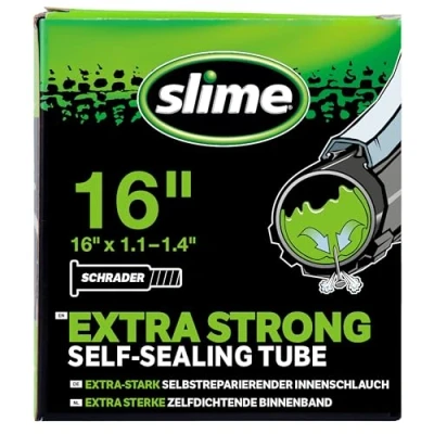 Image de Slime 30094 Chambre à Air de Vélo avec Produit Anti crevaison Slime, Auto Réparation, Prévention et Valve Schrader, 16 x 1.1 1.4
