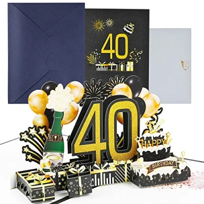 Image de joyoldelf Carte Anniversaire 40 Ans 3D, Pop up Anniversaire, Cartes de Vœux Avec Enveloppe Pour Femmes, Paternité, Maman, Filles, Hommes, Amis, Famille, Compagnon