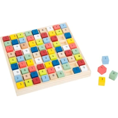 Image de small foot 11164 Sudoku coloré &quot;Educate&quot; en bois, avec 81 cubes numérotés dans des couleurs vives, à partir de 6 ans.