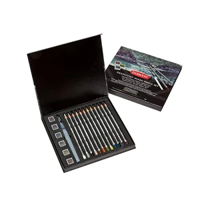 Image de Derwent Set de Peintures Aquarelles &amp; Crayons Couleur Aquarellables Graphitint, Mines Solides 4 mm, Coffret Cadeau, 2305949