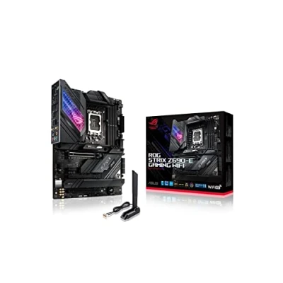 Image de ASUS ROG STRIX Z690 E GAMING WiFi carte mère Intel LGA 1700 ATX (18+1 phases d’alimentation, DDR5, PCIe 5.0, dissipateur combiné M.2, 6E, Ethernet 2,5Gb, 5 M.2 avec Hyper, Aura Sync)