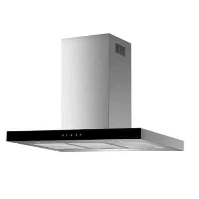 Image de Hotte îlot Respekta/Hotte 90 cm/Boîtier en acier inoxydable avec écran verre noir/Fonction d&#039;extraction et de recyclage d&#039;air / CH44099GISAM A 5873 dB