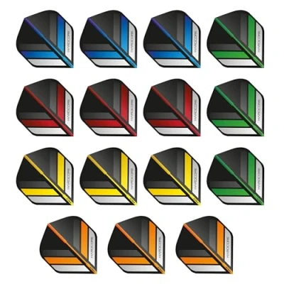 Image de RED DRAGON Hardcore Stripes Pack de sélection Extra Épais Standard Fléchettes Dart Flights 5 Jeux par Paquet (15 Vols au Total)