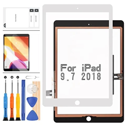 Image de Kit de réparation d&#039;écran rechange pour iPad 2018 6ème génération A1893 A1954 Écran tactile numériseur Pièces 6 Outils gratuits (Blanc)