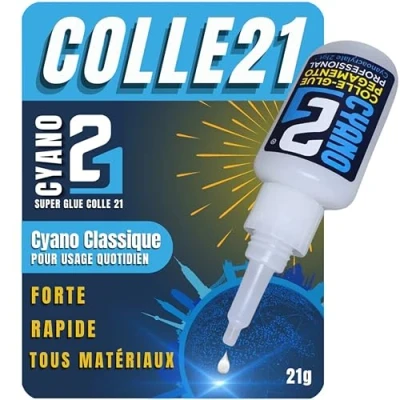 Image de Super Glue Cyano Colle21 21g Colle Extra Forte pour réparation précise à séchage rapide Multi Usage tous matériaux Fluide &amp; Durable
