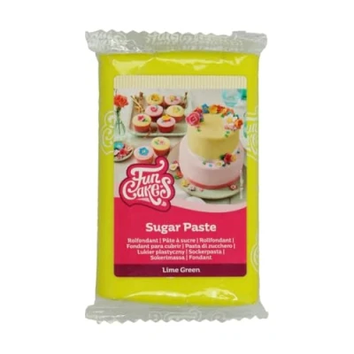 Image de FunCakes Pâte à Sucre Lime Green: Facile utiliser, lisse, flexible, douce et pliable, parfaite pour la décoration de gâteaux, Halal, casher sans gluten. 250 g