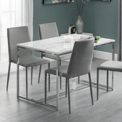 Image de Julian Bowen Table à manger Scala, effet marbre blanc/chromé