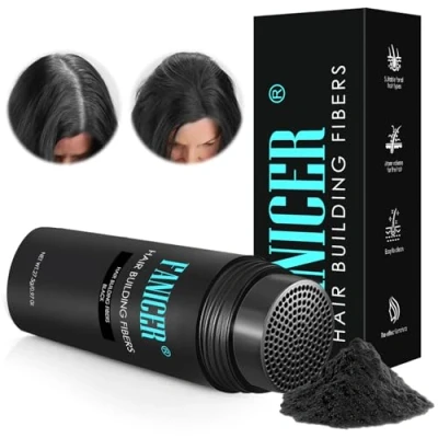 Image de 27.5G Fibres Capillaires,Poudre Cheveux pour Clairsemés,Poudre Densifiante,Fibres Capillaires Densifiantes,Perte de Cheveux,Poudre Hommes et Femmes(Noir)