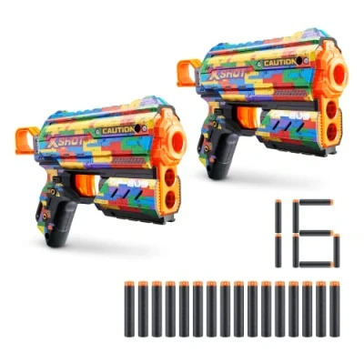 Image de X Shot Skins Flux Striper Lot de 2 (16 fléchettes), Blaster à Fléchettes en Mousse, Pistolet Jouet, Mousse Technologie Air Pocket