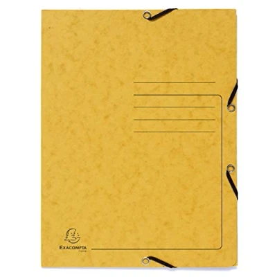 Image de Exacompta Réf. 55409E Carton de 25 chemises à élastiques imprimées pochettes 3 rabats en carte lustrée 355 g/m2 dimensions 24 x 32 cm pour documents au format A4 couleur jaune