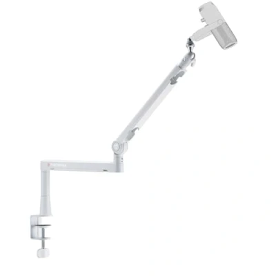 Image de THRONMAX S6 Bras de micro low profile pour Game Streaming&amp;Broadcasting, Robuste Boom arm universel avec adaptateur 1/4&quot;,3/8&quot;, 5/8&quot;，Bras entièrement métallique et réglable, Blanc
