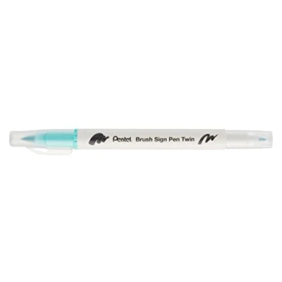 Image de Pentel SESW30C T134E Brush Sign Pen Twin Feutre à deux pointes flexibles Encre base d&#039;eau Vert émeraude