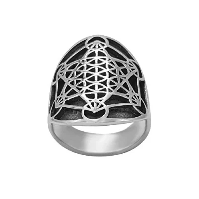 Image de 81stgeneration .925 Argent Sterling Cube de Metatron Géometrie Bague pour Hommes et Femmes