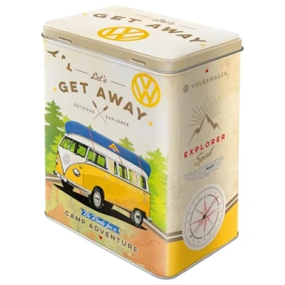 Image de Nostalgic Art Boîte rétro L, Bulli T1 Get Away Idée de Cadeau pour Le Bus VW, Grande récipient à café métallique, Design Vintage, 3 l