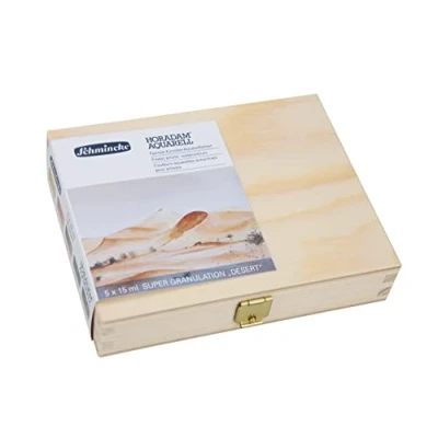 Image de Schmincke HORADAM® AQUARELL, super Granulation Set Désert, 5 tubes en 15 ml, 74 869 097, Coffret bois,nuances très fortement granulantes, aquarelles extra fines, granulantes