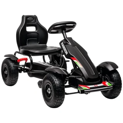 Image de HOMCOM Kart à pédales pour Enfant go siège réglable 3 Positions Frein Main de 5 12 Ans 121 x 58 61 cm Noir