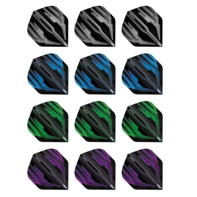 Image de RED DRAGON Hardcore Pack de sélection Dark Wings Extra Épais Standard Fléchettes Dart Flights 4 Jeux par Paquet (12 Vols au Total)