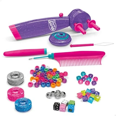 Image de Colorbaby Shimmer &#039;n Sparkle 47089 Kit de Coiffure électrique pour Enfants, Peigne à barbelés, enfile Aiguille, avec Perles colorées, élastiques Les Cheveux, décore Vos +8 Ans