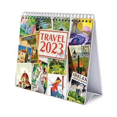 Image de Grupo Erik CS23027 Calendrier de Bureau 2023 Travel 12 Mois, 20x18cm, Mensuel en Français, Janvier à Décembre 2023, Certifié FSC, avec Support Rigide