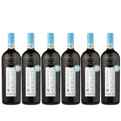 Image de Grand Sud Vin Rouge désalcoolisé, Merlot sans alcool (6 x 1 L)