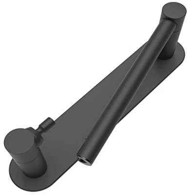 Image de WZRUA Porte rouleau de papier toilette adhésif noir mat à double poteau pivotant pour salle bain Sans perçage Acier inoxydable et alliage zinc
