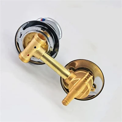 Image de Mitigeur Cabine de Douche, 2/3/4/5 Voies Sortie Robinet Douche D&#039;eau Filetage/intubation, Filetage À Vis en Laiton Eau Froide Et Chaude, Ronde Bouton Poignée (Intubation2way10cm)