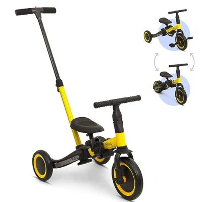 Image de Billy 4 en 1 Vélo pour Enfants avec Barre de Poussée Gio Jaune