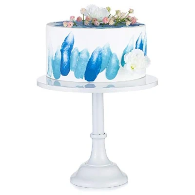 Image de NUPTIO 30cm Présentoirs à Gâteau, Style Simple Métal Rond Événements de Mariage Fête d&#039;anniversaire Dessert Cupcake Piédestal Plaque D&#039;affichage, Blanc