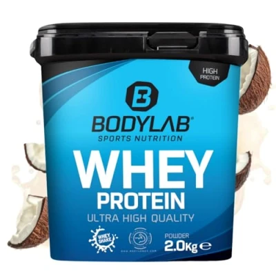 Image de Bodylab24 Whey Protein Powder Noix de coco 2kg, pour des muscles plus forts, protéine lactosérum peut favoriser la construction musculaire, avec 80% protéines, sans aspartame