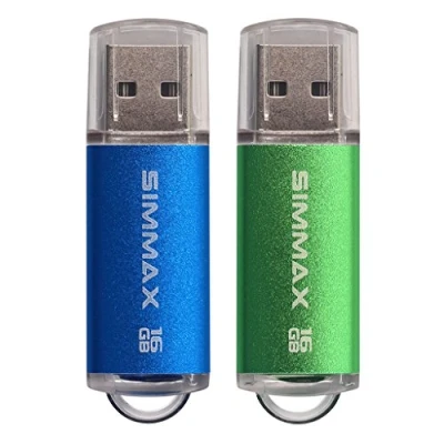 Image de Clé USB 16 Go Lot de 2 Mémoire Stick 2.0 Flash Drive Pivotant Stockage Disque Pendrive par SIMMAX (16Go Bleu Vert)