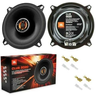 Image de 2 Haut parleurs JBL Club 5020 coaxiaux 13,00 cm 130 mm 5,25&quot; de diamètre 40 Watts rms et 120 Max 3 ohms 91 DB spl, par Paire + faston Fixation