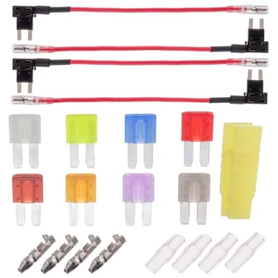 Image de BOJACK 4pcs 12V 24V Micro2 Add a Circuit Robinets à Fusibles, Porte Fusible Lame Arrière avec 8pcs Fusibles (2A / 3A 5A 7.5A 10A 15A 20A 25A)