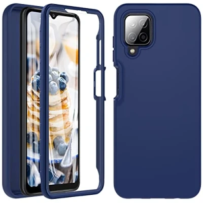 Image de Coque pour Samsung Galaxy A12/M12, Antichoc Housse [avec Protecteur d&#039;écran] Full Body Protection Intégrale 360 degrés Robuste Etui Silicone A12 /M12 (Bleu)