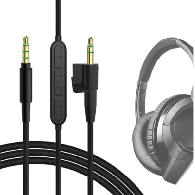 Image de Geekria QuickFit Audio Câble Compatible avec Bose Around Ear AE2i, AE2w, AE2 Casque, 2.5mm Ordon Stéréo de Remplacement Microphone Intégré et Ccontrôle du Volume(1,2m)