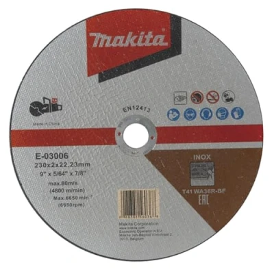 Image de Makita E 03006 WA36R BF EN12413 Disque à tronçonner en acier inoxydable fin 230 x 2,0 mm Idéal pour ponceuse sans fil