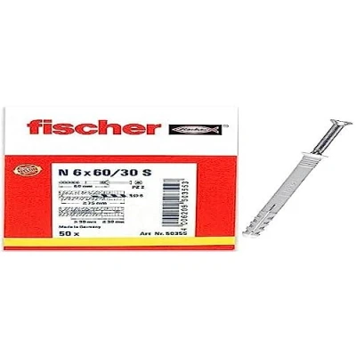 Image de fischer Cheville à frapper N 6 x 60/30 S collerette fraisée et clou en acier électrozingué/Boîte de 50