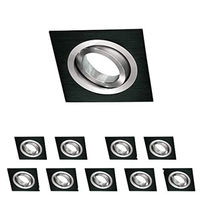 Image de Wonderlamp W E000145 Spot encastré carré, Noir/Aluminium, Pack 10